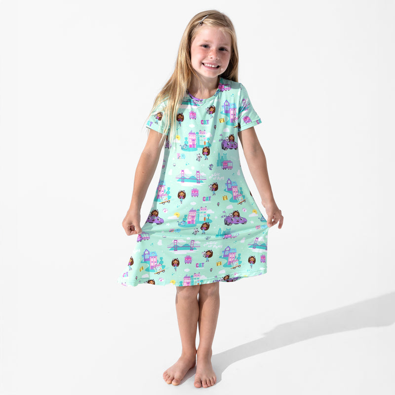 Gabby's Dollhouse: Cat Francisco Bamboo Girls' Short Sleeve Dress