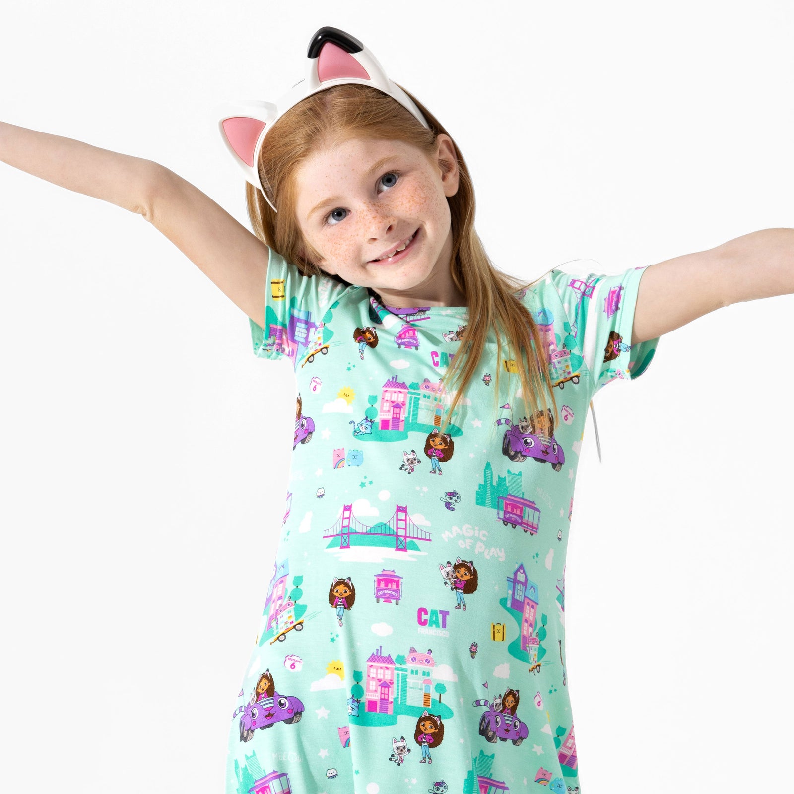 Gabby's Dollhouse: Cat Francisco Bamboo Girls' Short Sleeve Dress