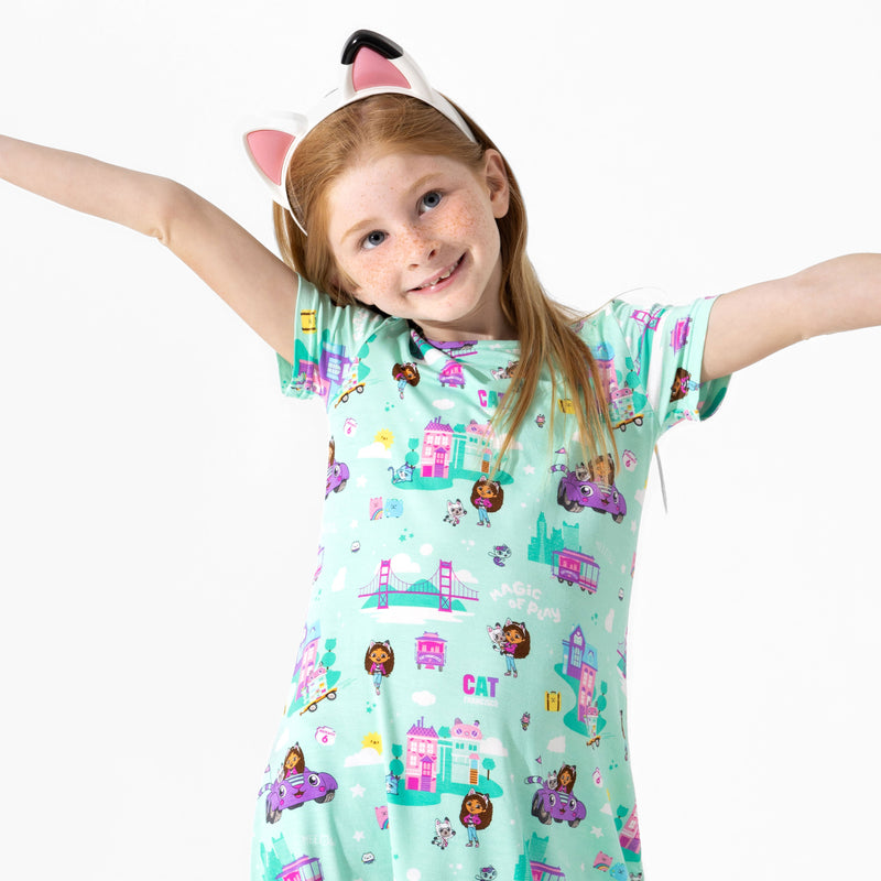 Gabby's Dollhouse: Cat Francisco Bamboo Girls' Short Sleeve Dress