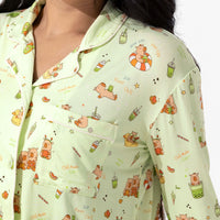 Capybara Boba Bamboo Women's Pajama Set