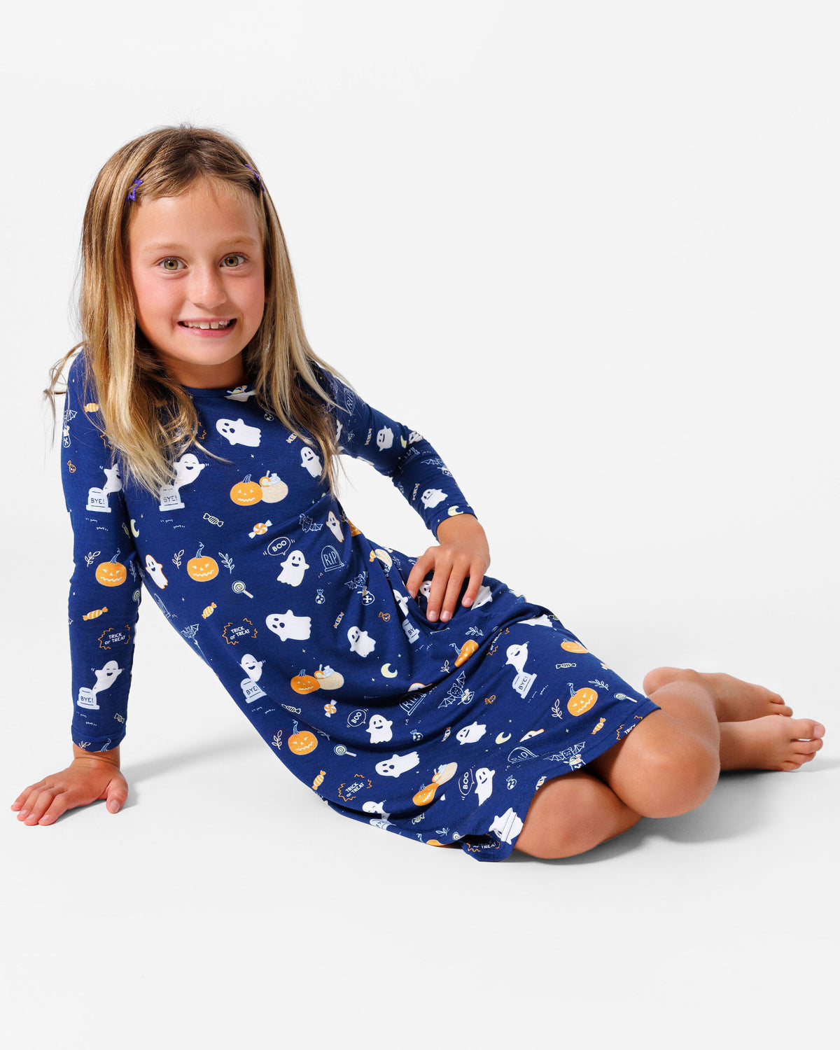 Ghosts Bamboo Girls' Long Sleeve Dress