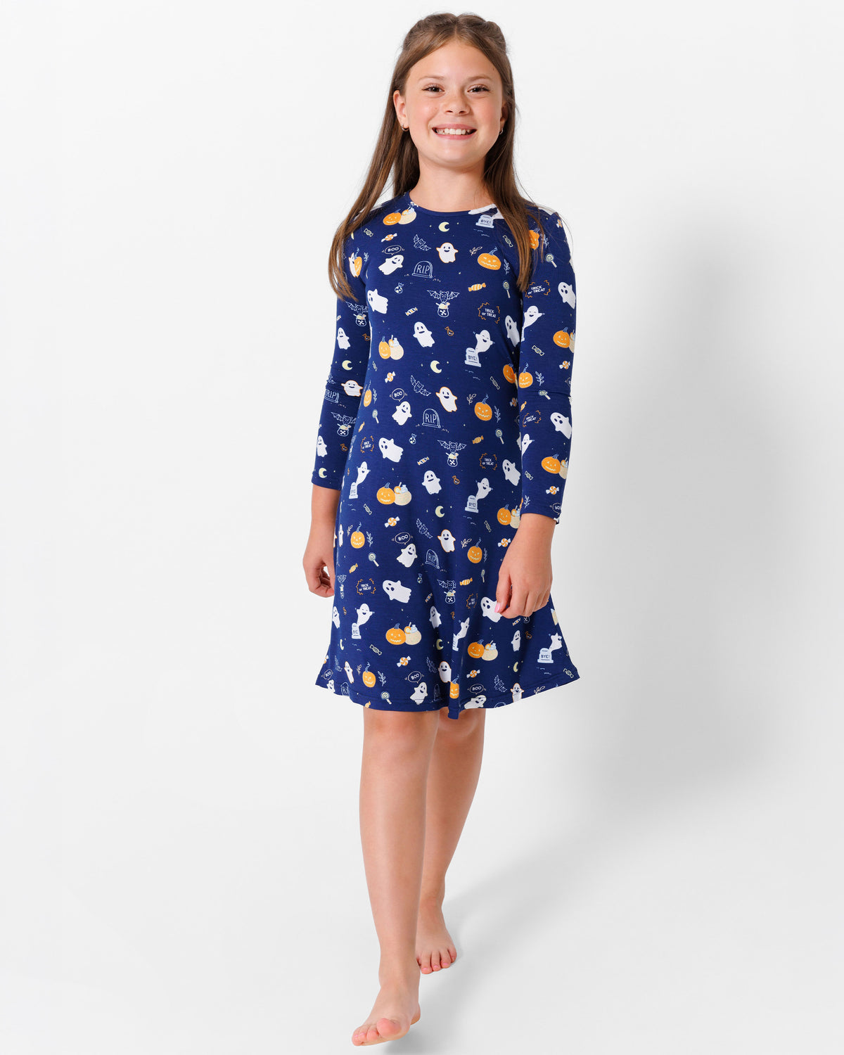 Ghosts Bamboo Girls' Long Sleeve Dress
