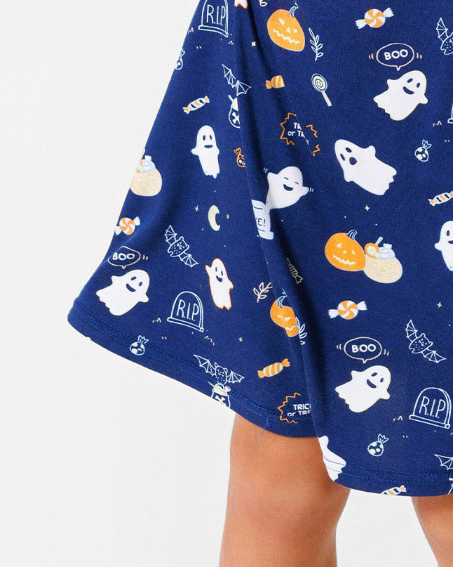 Ghosts Bamboo Girls' Long Sleeve Dress