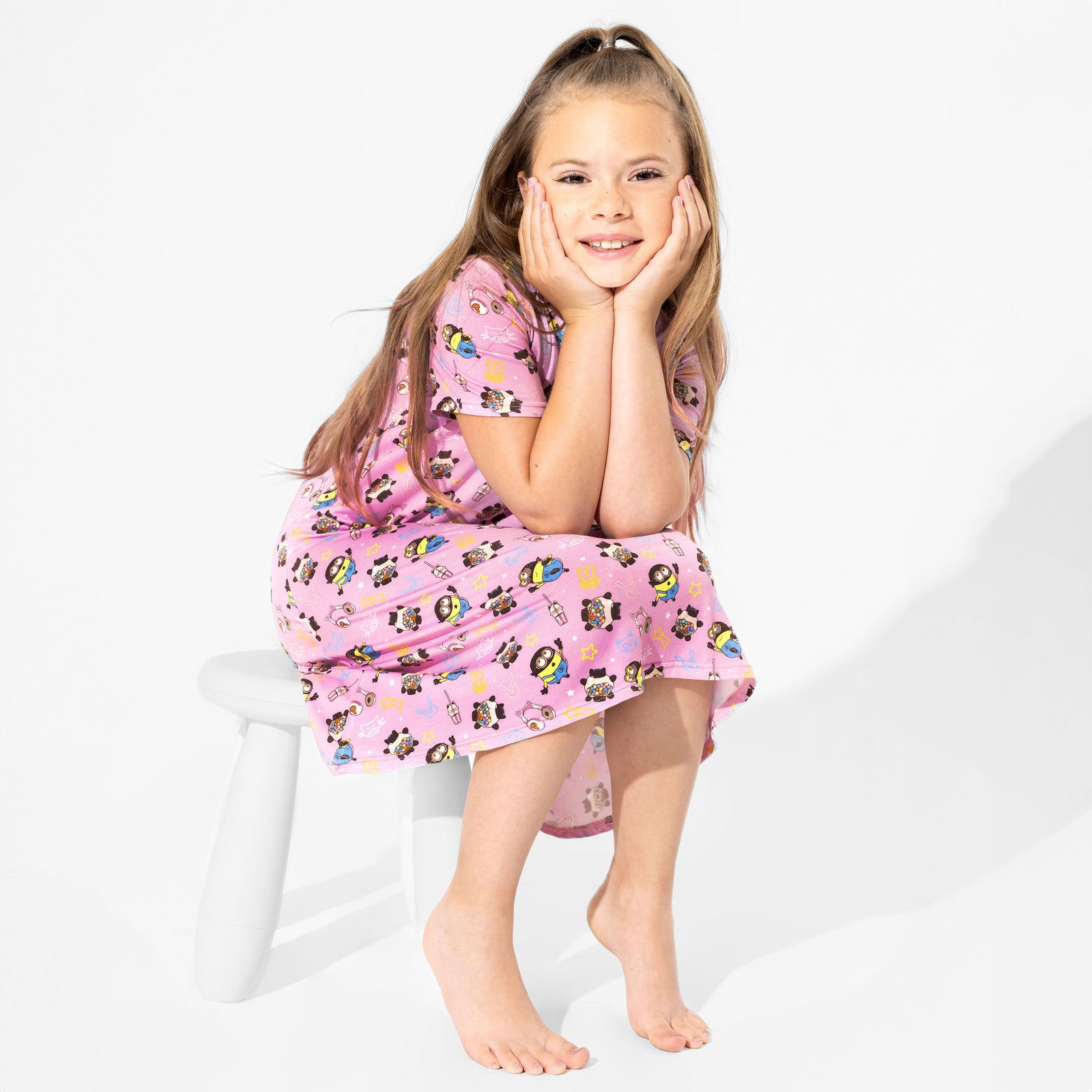 Despicable Me 4: Minions Always Popping Bamboo Girls' Short Sleeve Dress