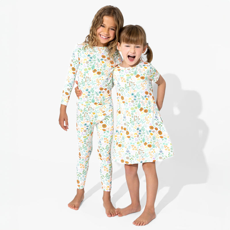 Summer Floral Bamboo Girls' Short Sleeve Dress