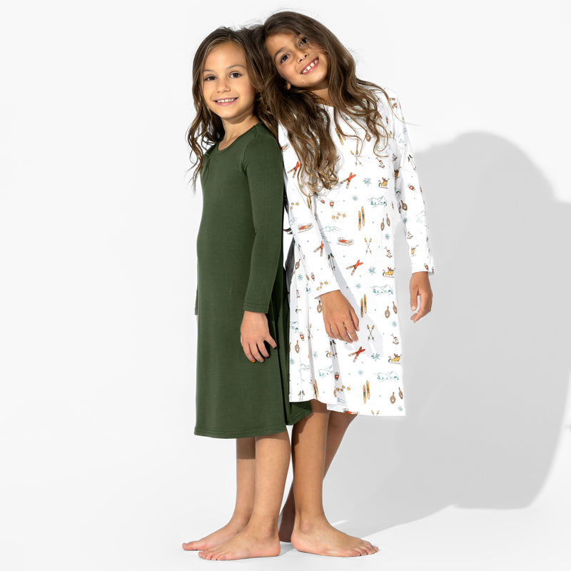Evergreen Bamboo Girls' Long Sleeve Dress