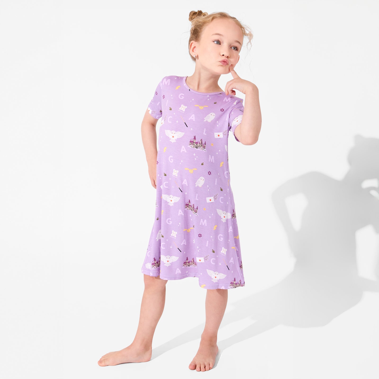 Hedwig's Magical Mail Bamboo Girls' Short Sleeve Dress
