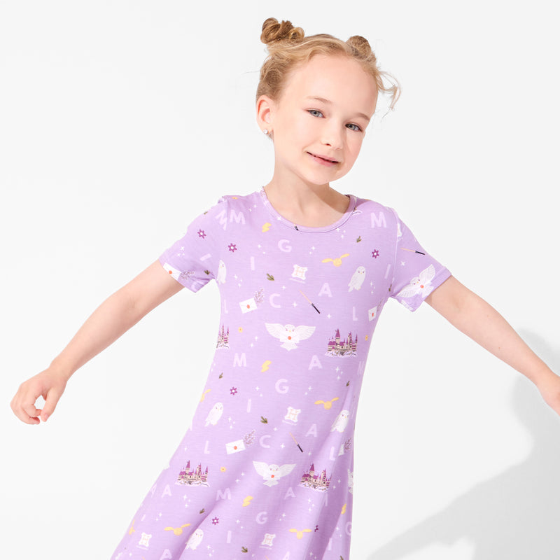 Hedwig's Magical Mail Bamboo Girls' Short Sleeve Dress