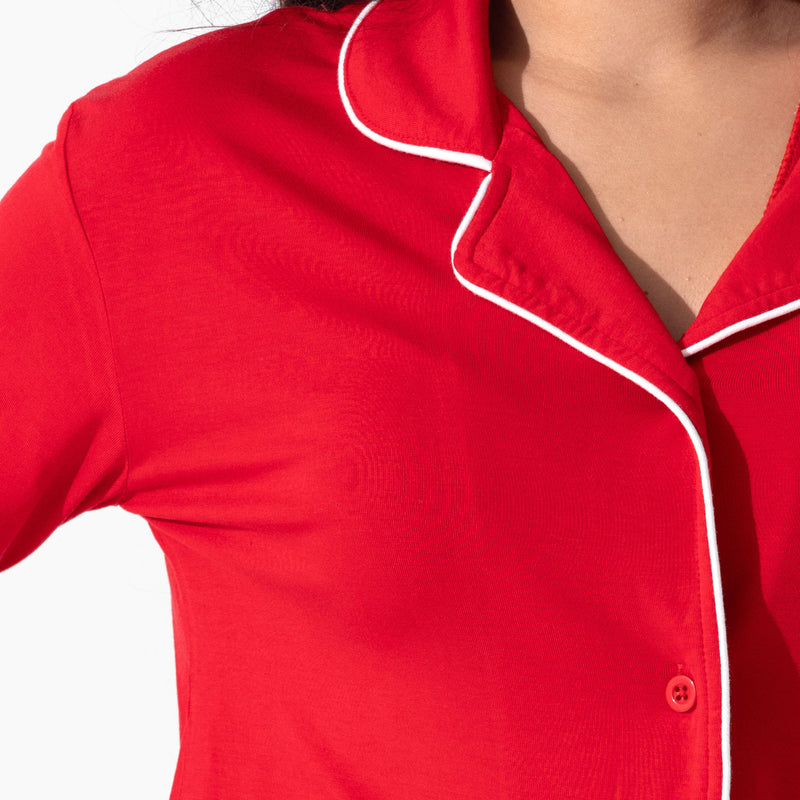 Winterberry Red Bamboo Women's Trim PJ Set