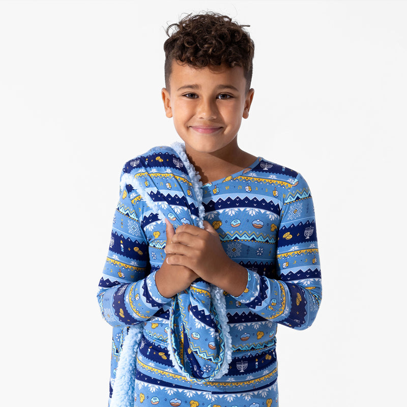 Hanukkah Fair Isle Bamboo Kids Pajamas
