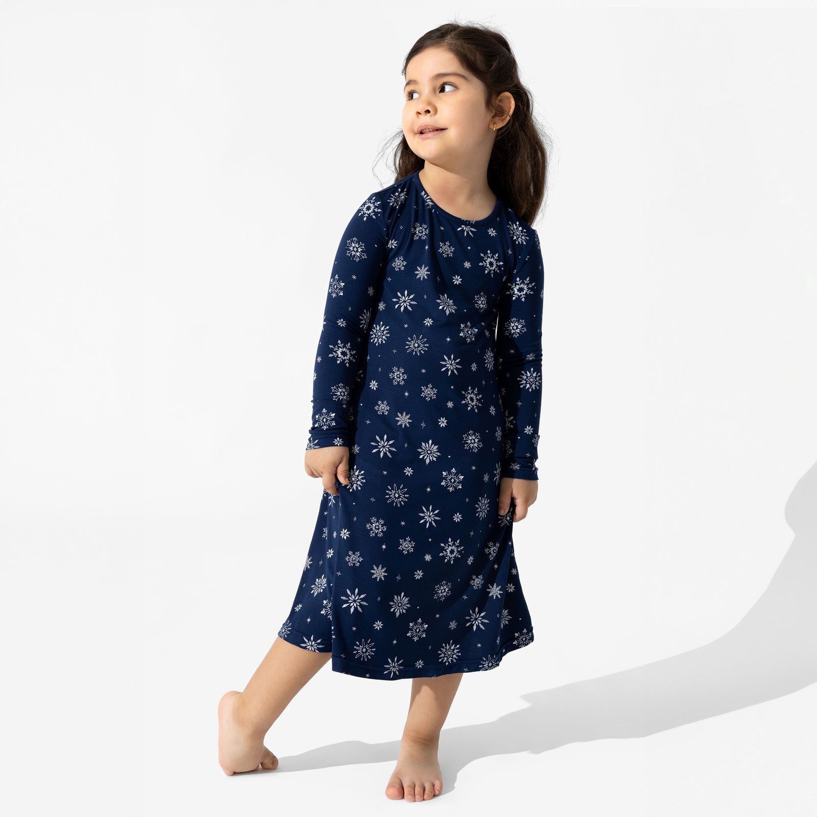 Snowflake Bamboo Girls' Long Sleeve Dress