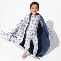 Vintage Suitcases Bamboo Sherpa Blanket