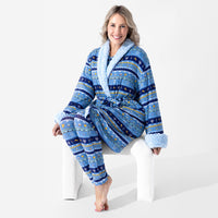 Hanukkah Fair Isle Adult Bamboo Sherpa Bathrobe