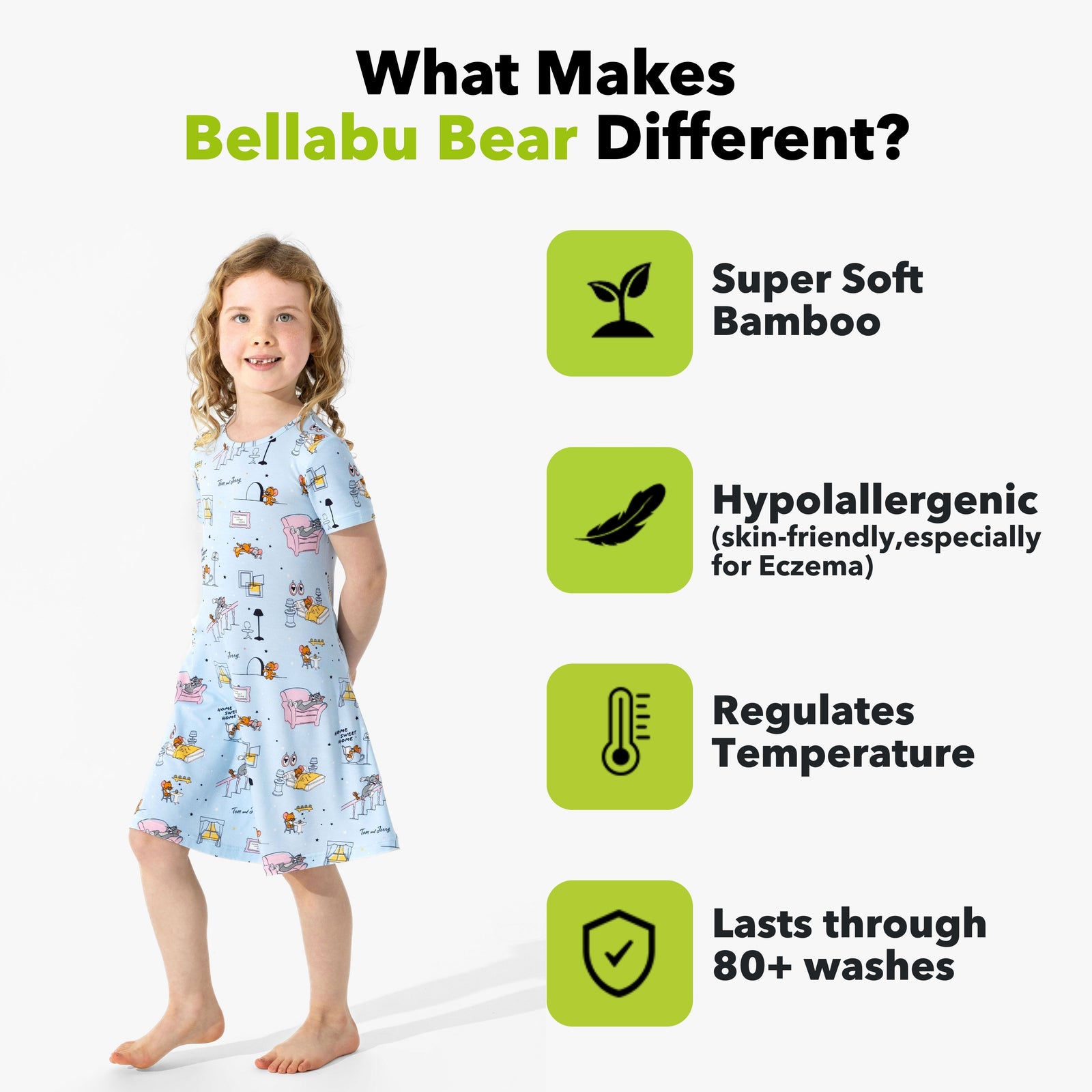 Tom & Jerry: Home Sweet Home Bamboo Girls' Short Sleeve Dress