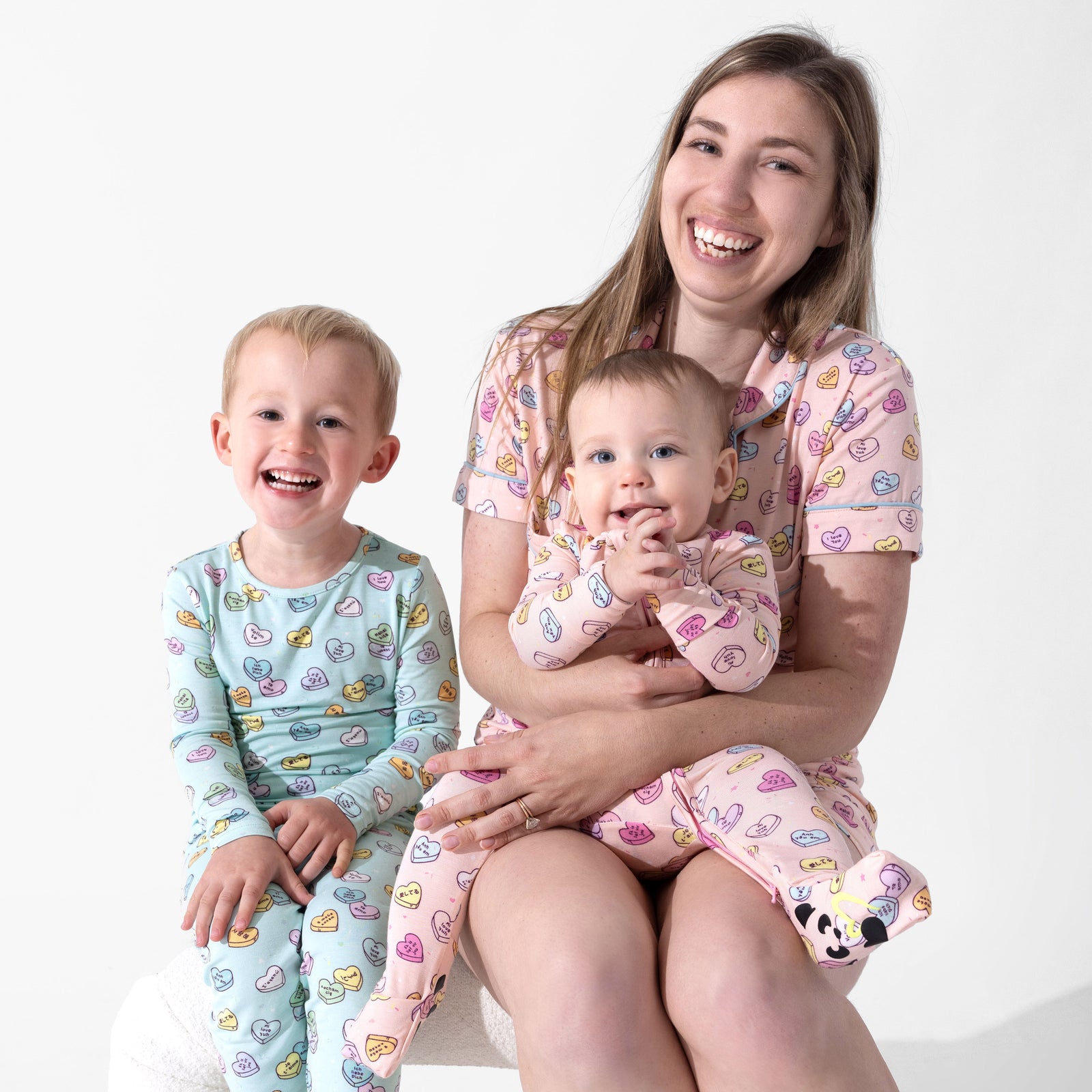 Candy Hearts Pink Bamboo Convertible Footie