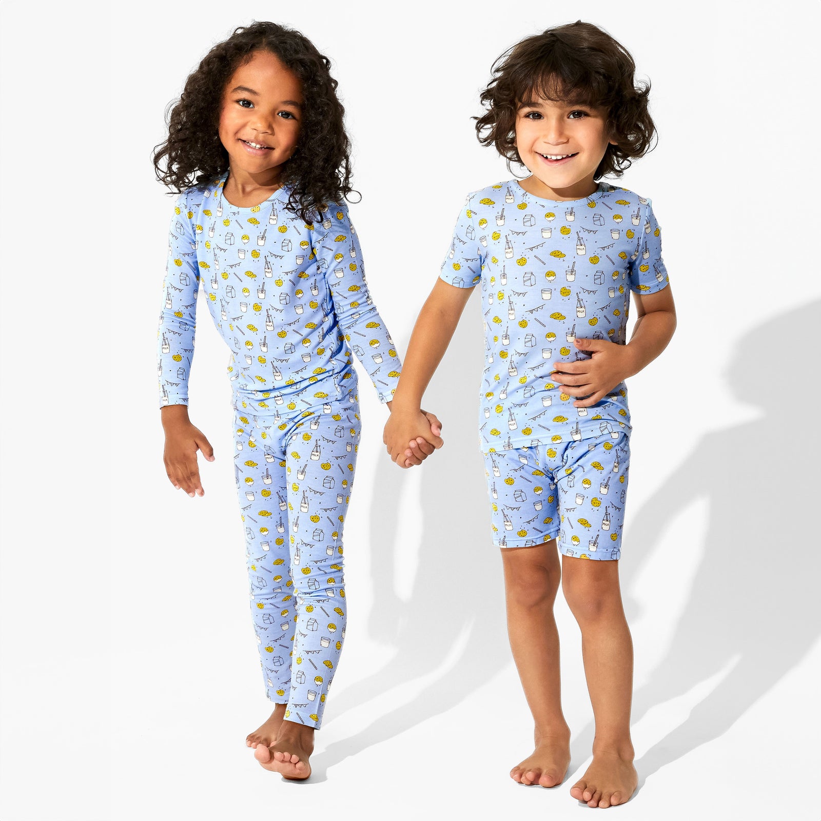 Milk & Cookies Blue Bamboo Kids Pajamas