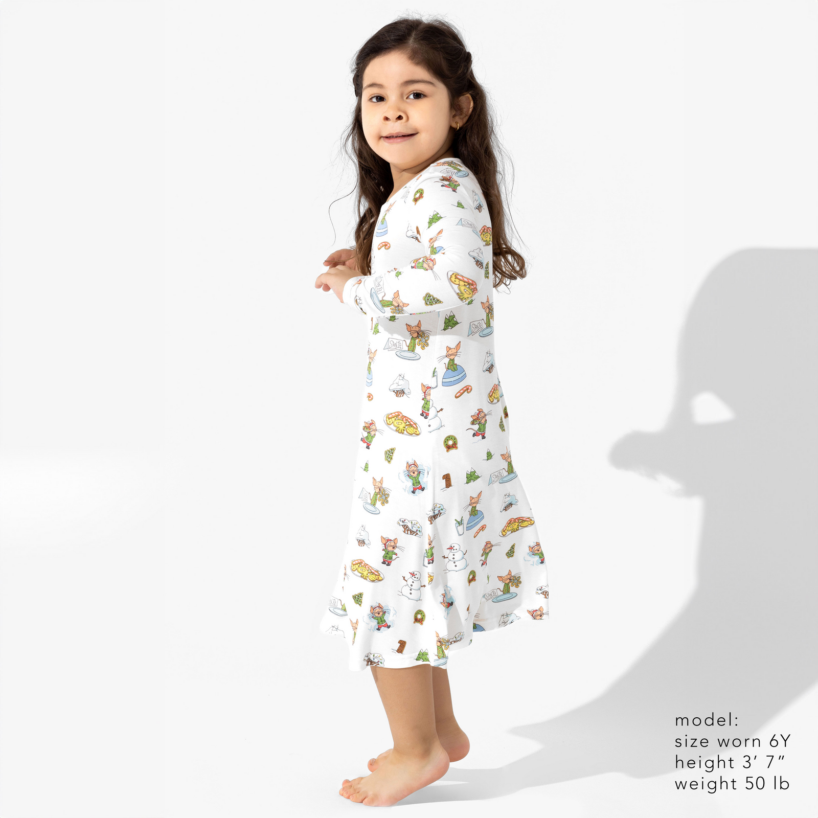 If You Give A Mouse A Cookie Christmas Bamboo Girls' Long Sleeve Dress