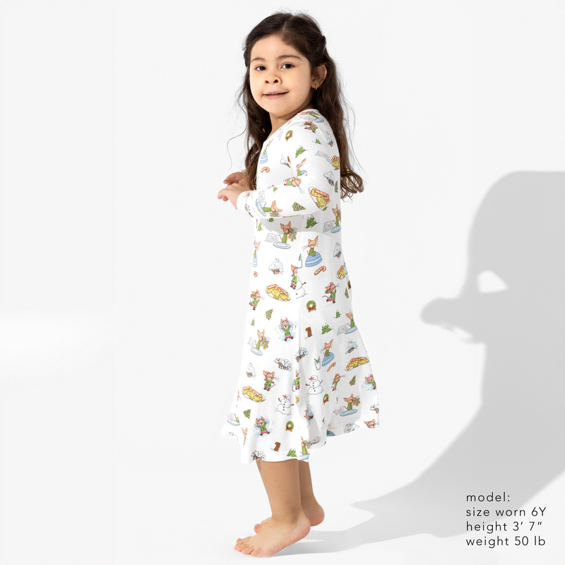 If You Give A Mouse A Cookie Christmas Bamboo Girls' Long Sleeve Dress