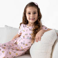 Easter Bunny Pink Bamboo Girls' Short Sleeve Dress