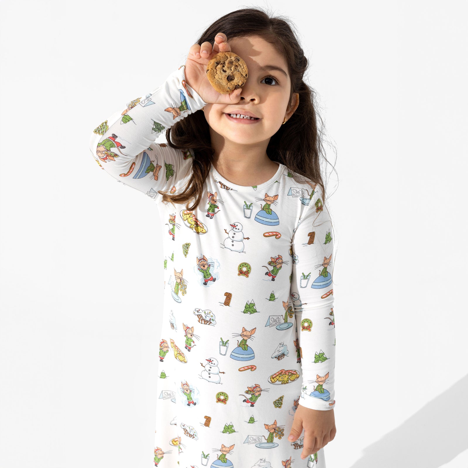 If You Give A Mouse A Cookie Christmas Bamboo Girls' Long Sleeve Dress