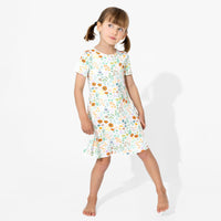 Summer Floral Bamboo Girls' Short Sleeve Dress
