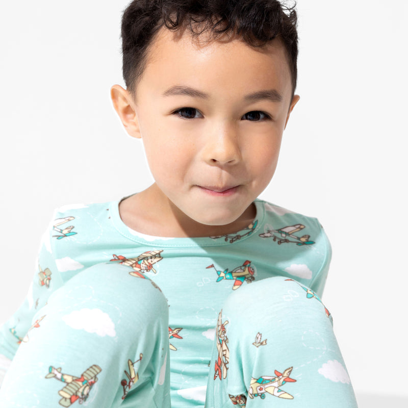 Vintage Airplanes Bamboo Kids Pajamas