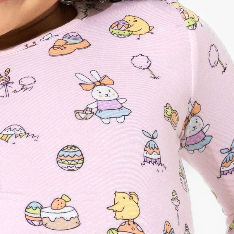 Easter Bunny Pink Bamboo Kids Pajamas