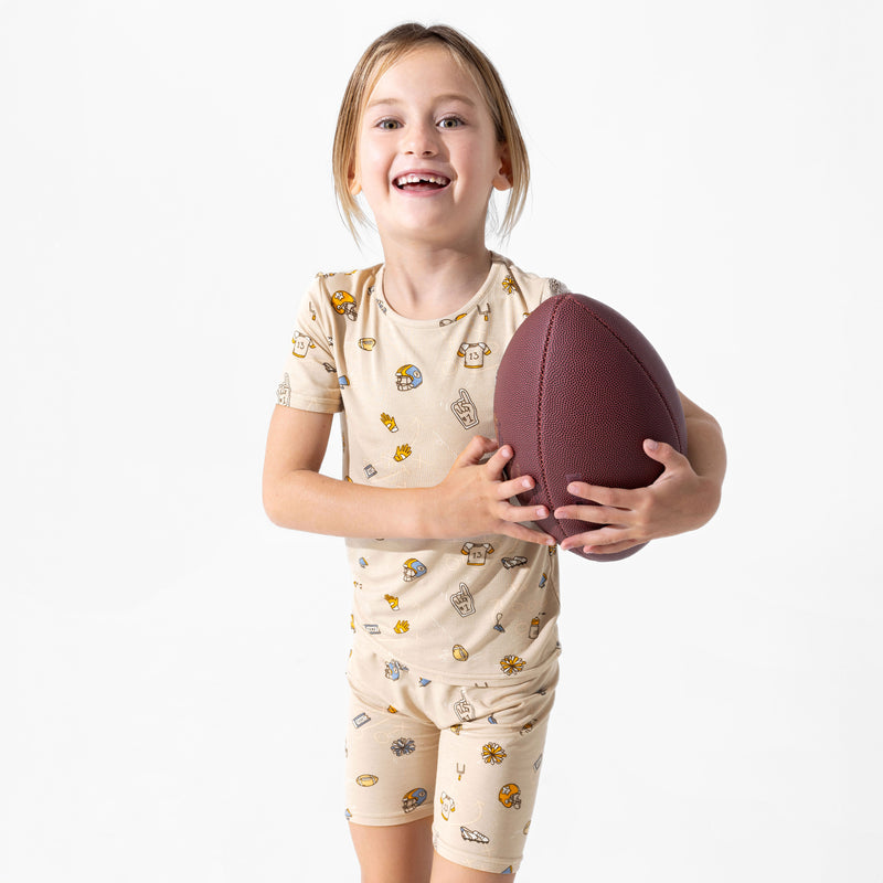 Football Bamboo Kids Pajama Short Set