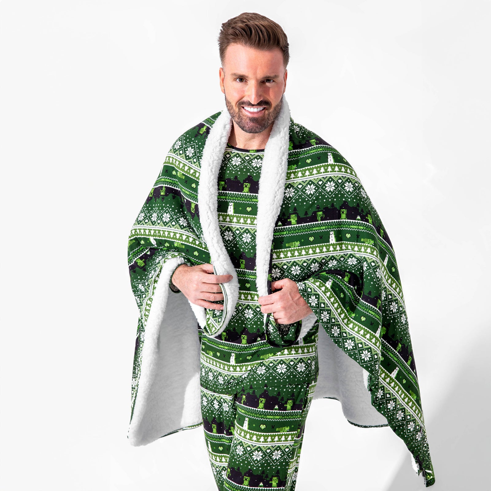 Minecraft Creeper Holiday Bamboo Men's Pajama Set
