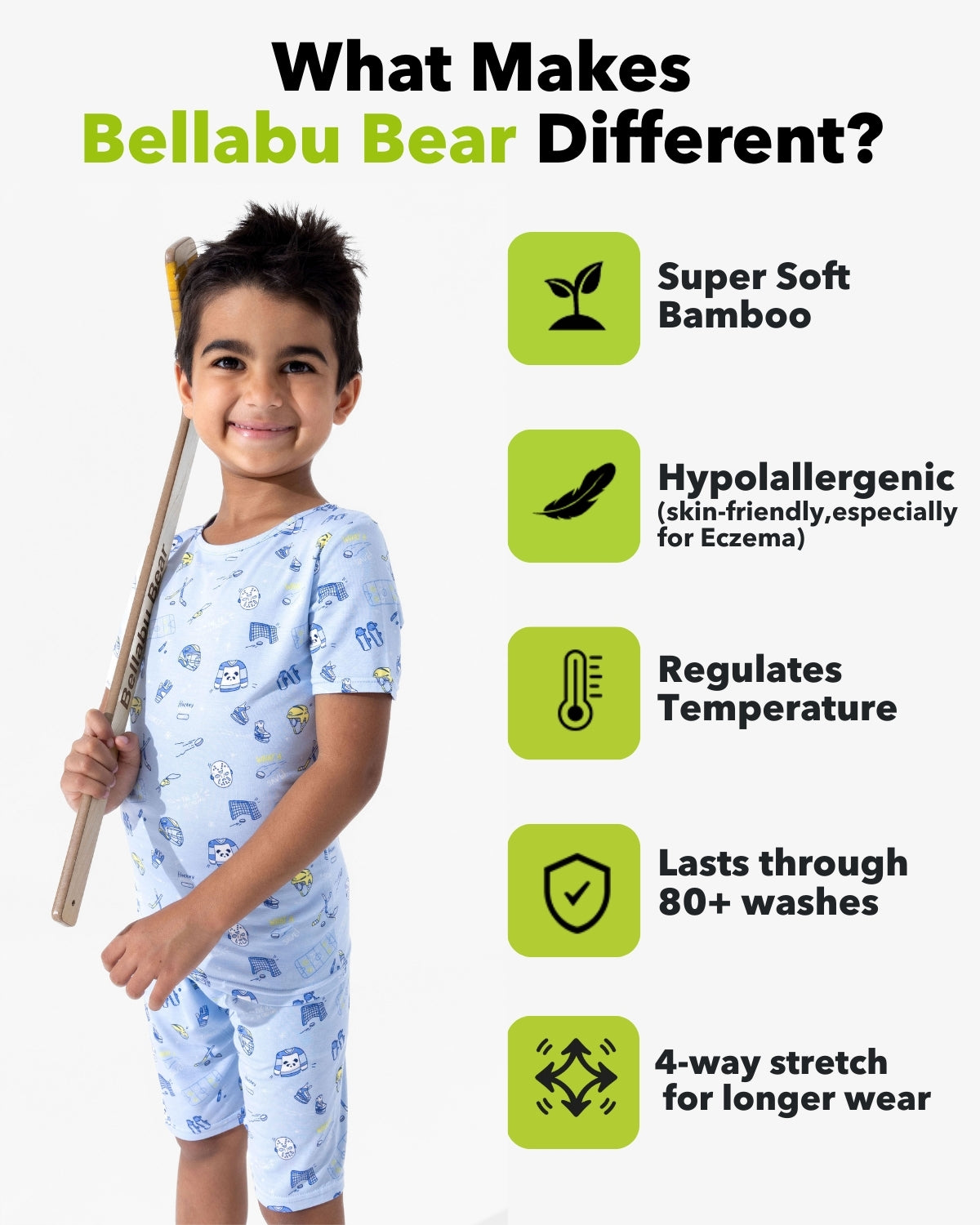 Hockey Bamboo Kids Pajama Short Set