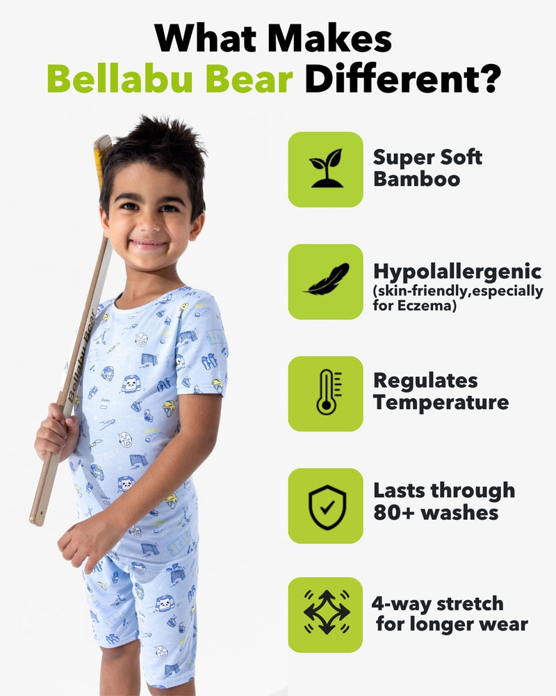 Hockey Bamboo Kids Pajama Short Set