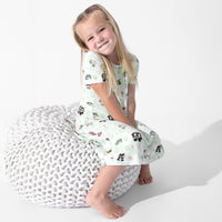 Minecraft Sleep Repeat Bamboo Girls' Short Sleeve Dress