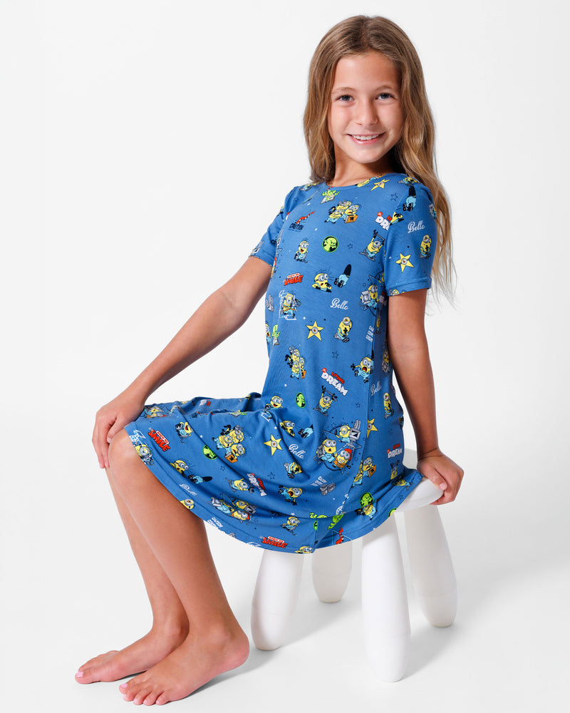 Minions: Lights Camera Action Bamboo Girls' Short Sleeve Dress