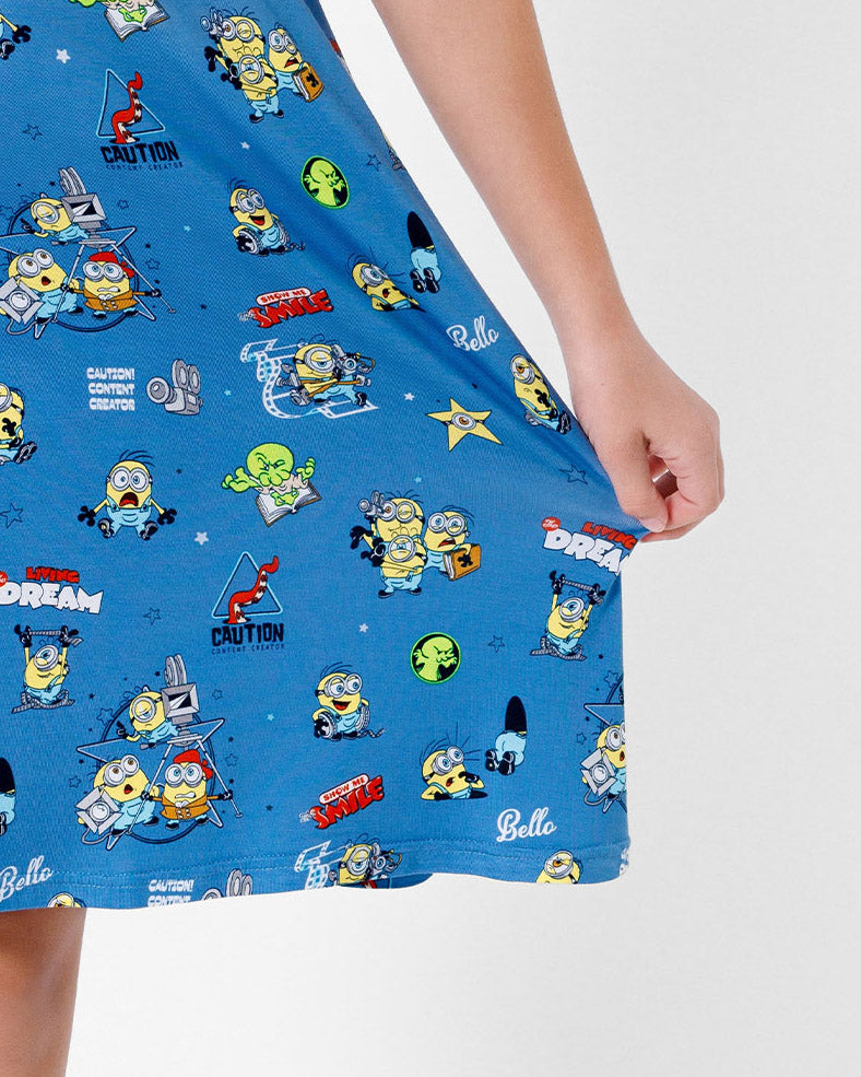 Minions: Lights Camera Action Bamboo Girls' Short Sleeve Dress