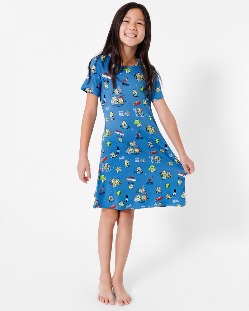 Minions: Lights Camera Action Bamboo Girls' Short Sleeve Dress