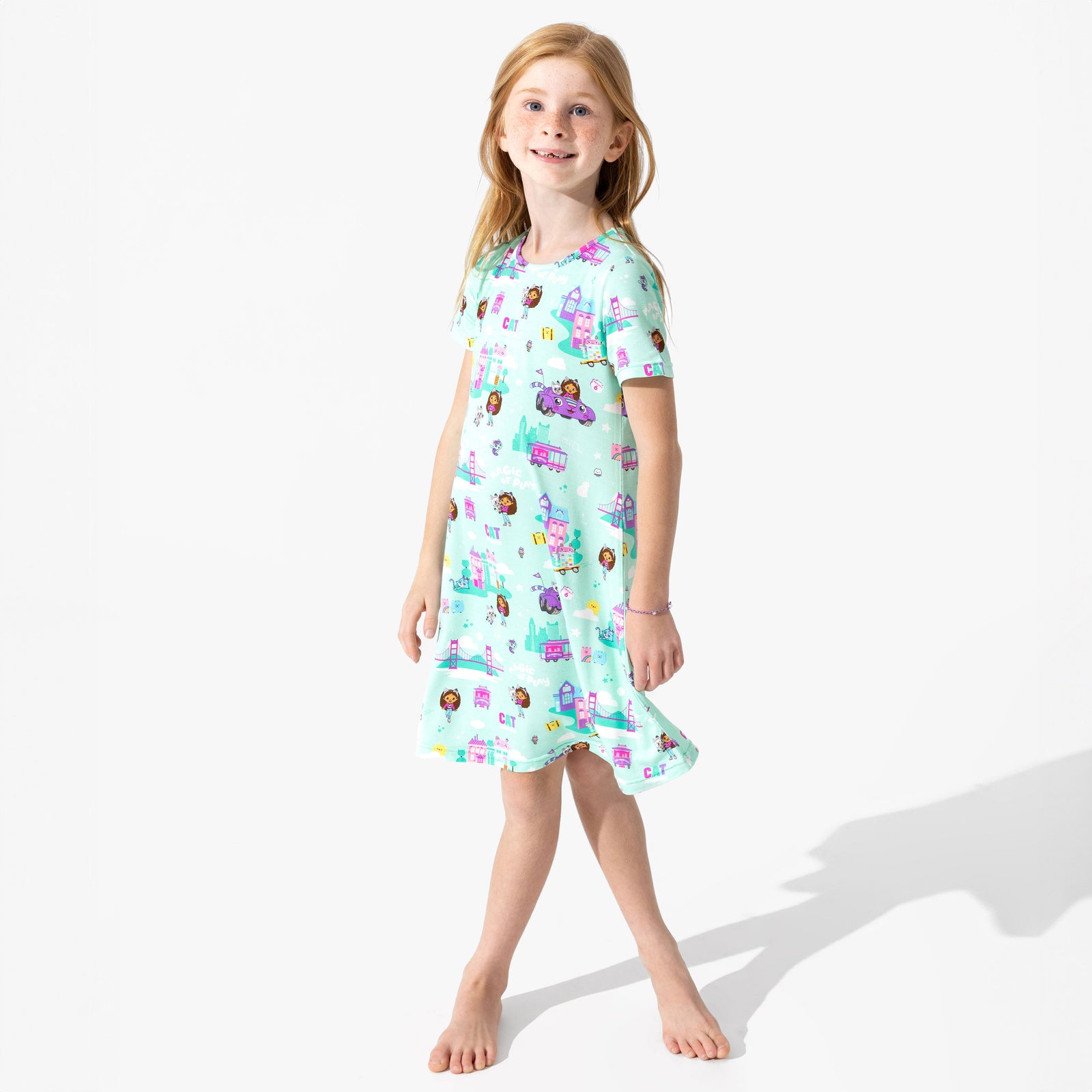 Gabby's Dollhouse: Cat Francisco Bamboo Girls' Short Sleeve Dress