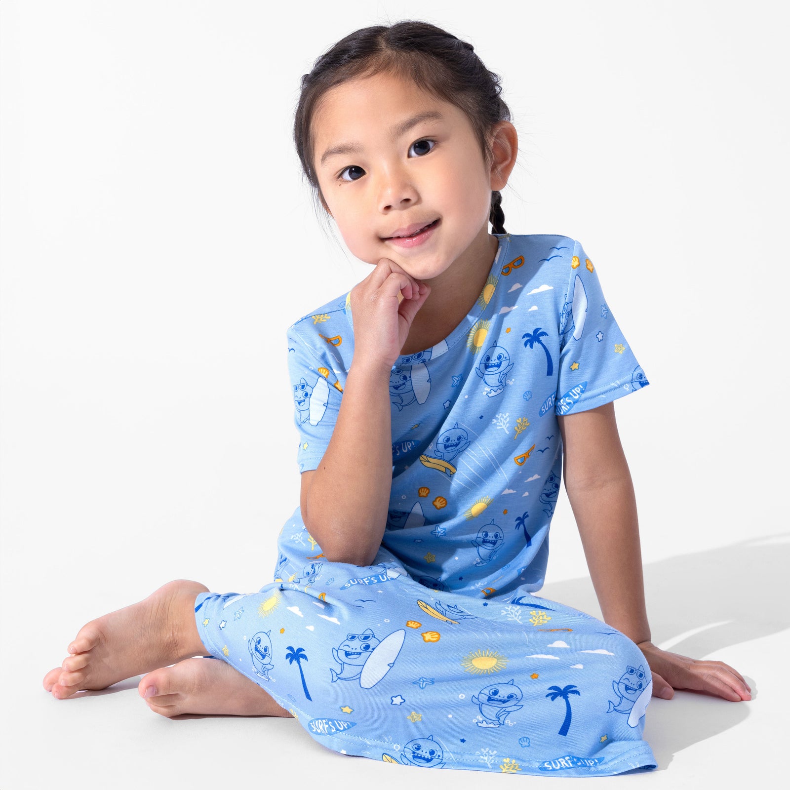 Baby Shark Surf Bamboo Girls' Short Sleeve Dress