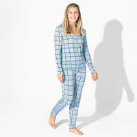 Holiday Plaid Blue Bamboo Women's Pajama Set