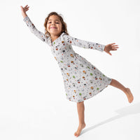 Little Monsters Bamboo Girls' Long Sleeve Dress