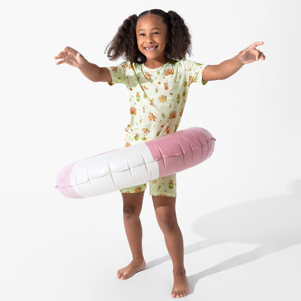 Capybara Boba Bamboo Kids Pajama Short Set