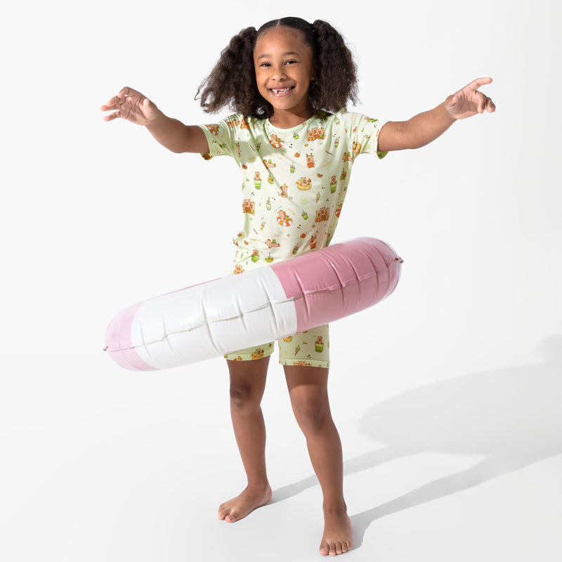 Capybara Boba Bamboo Kids Pajama Short Set