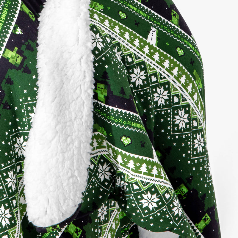 Minecraft Creeper Holiday Bamboo Sherpa Blanket