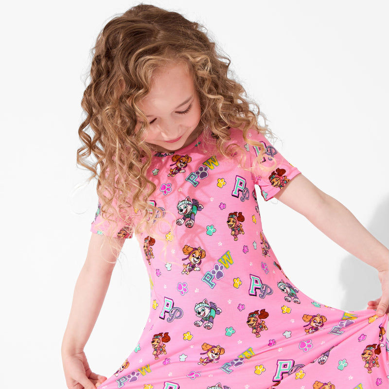 PAW Patrol: Varsity Pink Bamboo Girls' Short Sleeve Dress