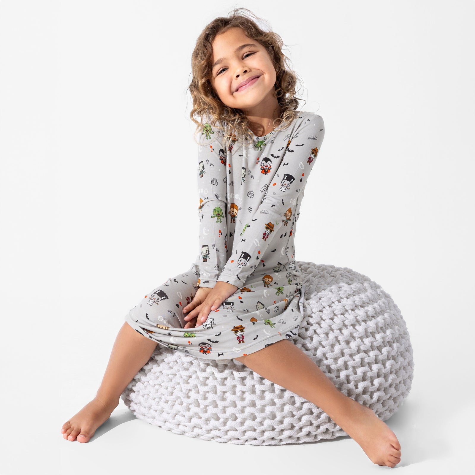 Little Monsters Bamboo Girls' Long Sleeve Dress