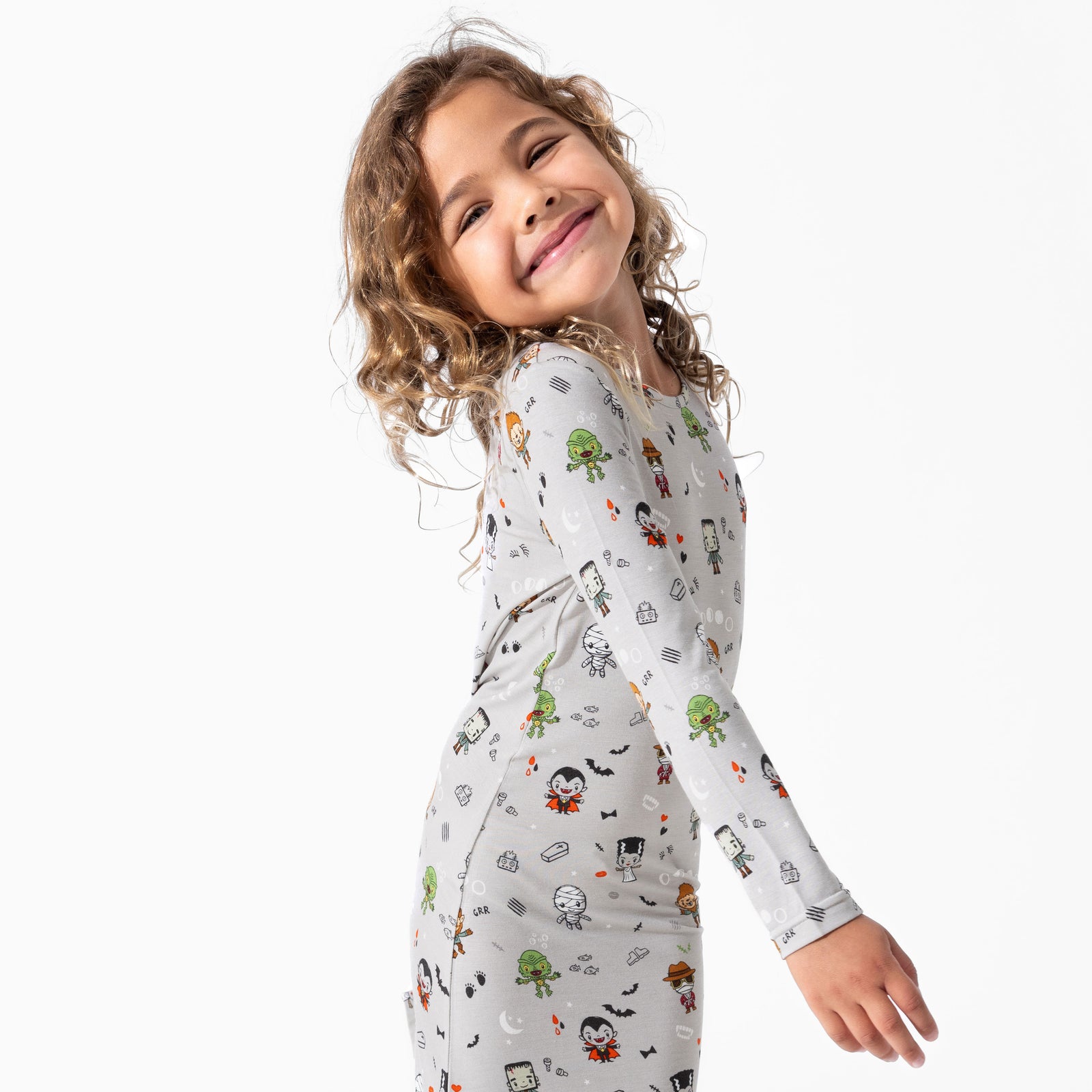 Little Monsters Bamboo Girls' Long Sleeve Dress