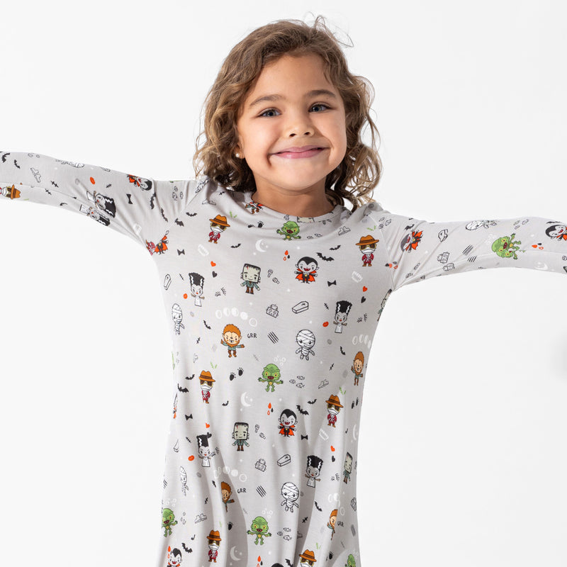 Little Monsters Bamboo Girls' Long Sleeve Dress