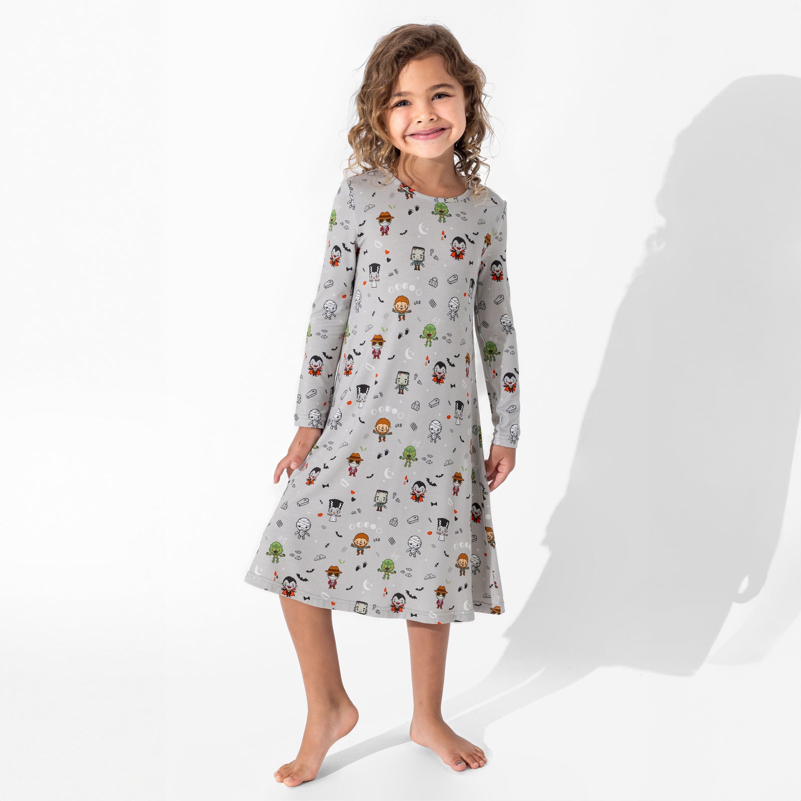 Little Monsters Bamboo Girls' Long Sleeve Dress