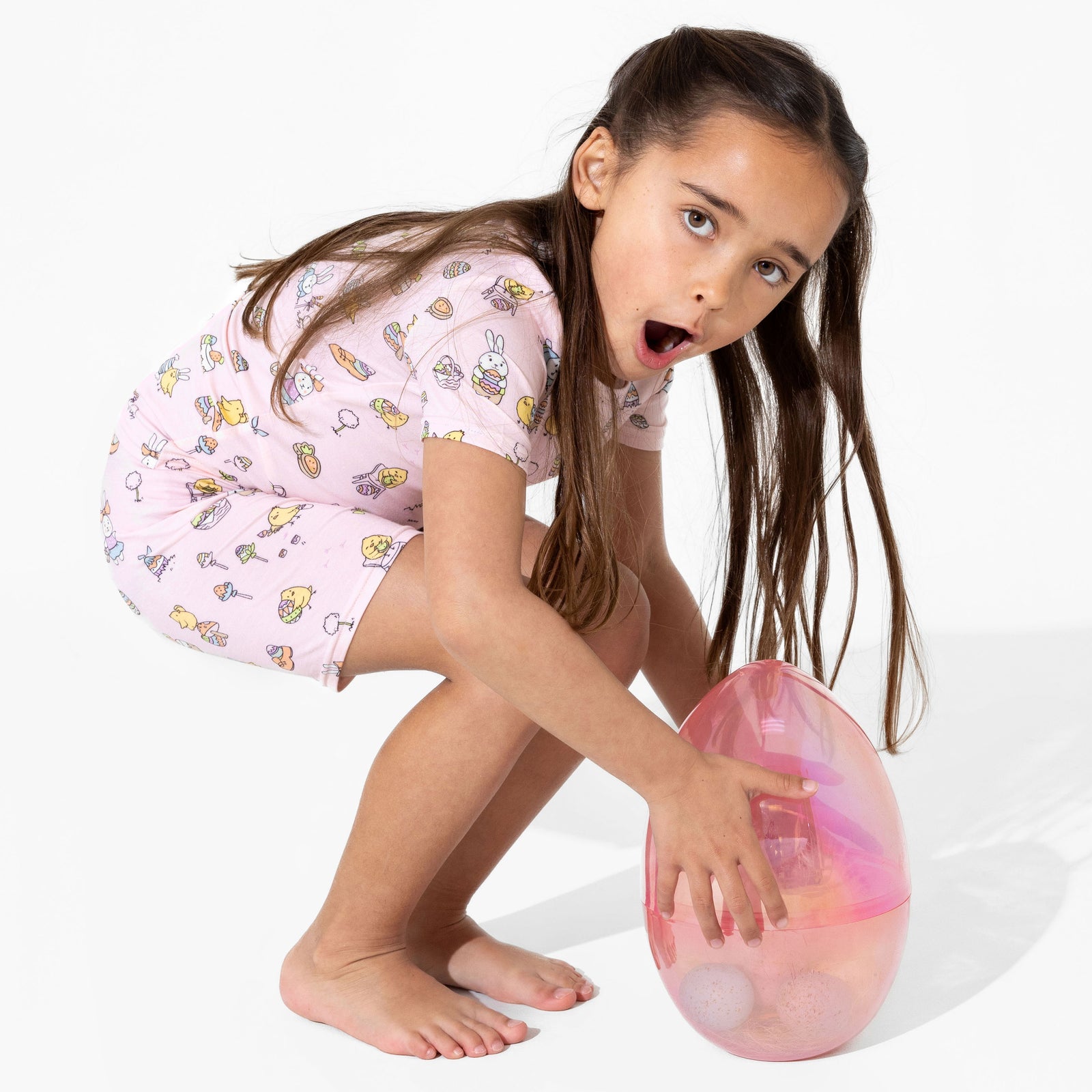 Easter Bunny Pink Bamboo Kids Pajama Short Set