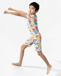 Comic Hero Bamboo Kids Pajama Short Set