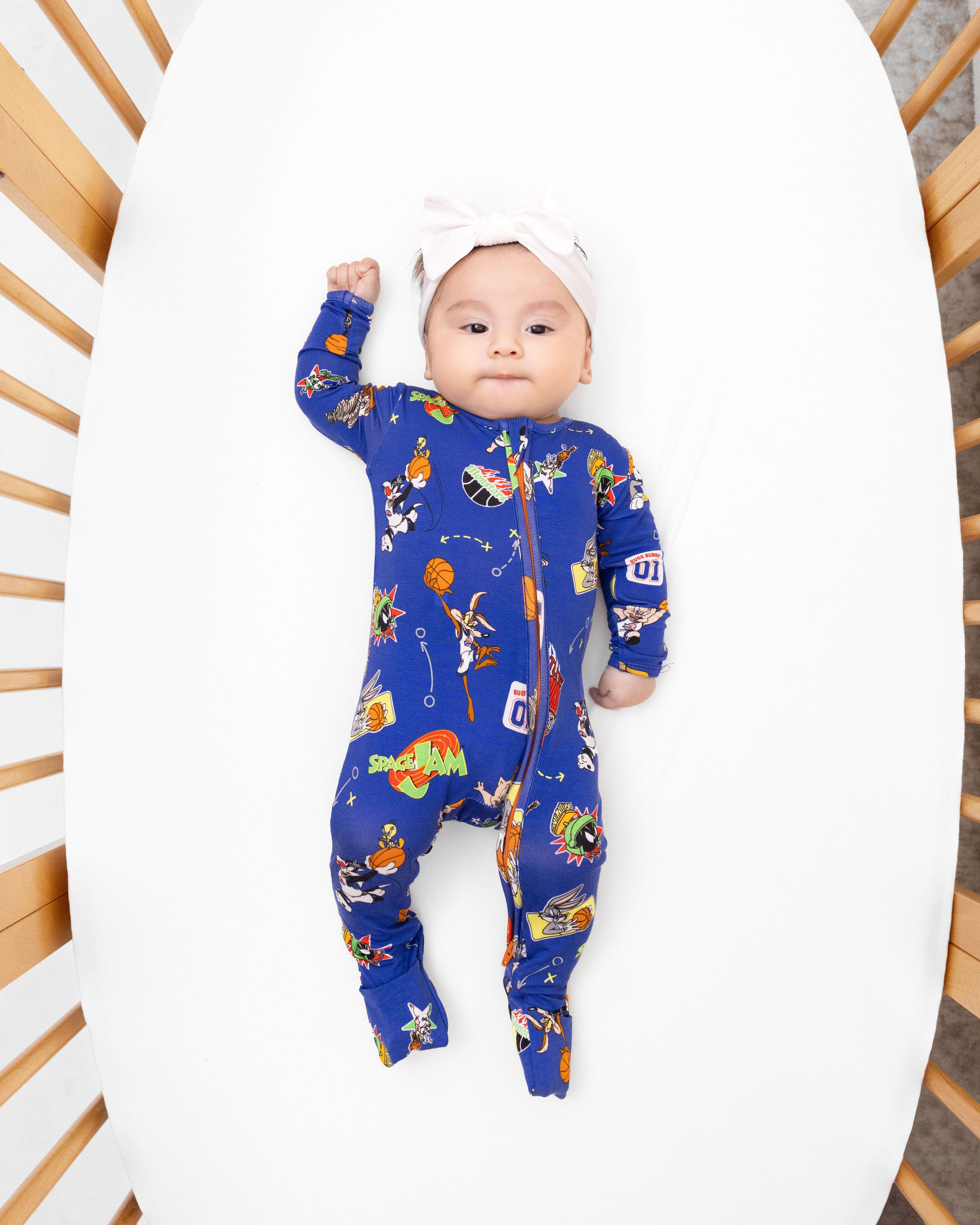 Space Jam Bamboo Convertible Footie | Soft Baby Bamboo Zipper